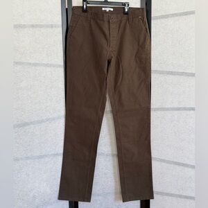 Flat Front Cotton Dark Olive/Brown Men's "chino" pants.  Button Fly 32x34